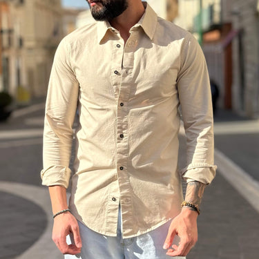 Camicia doppio cotone crema - FLAG STORE